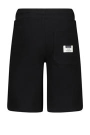 thumbnail: Zwarte jongens Vingino sweatshort Ramto van katoen met elastische tailleband met koord en logo dessin