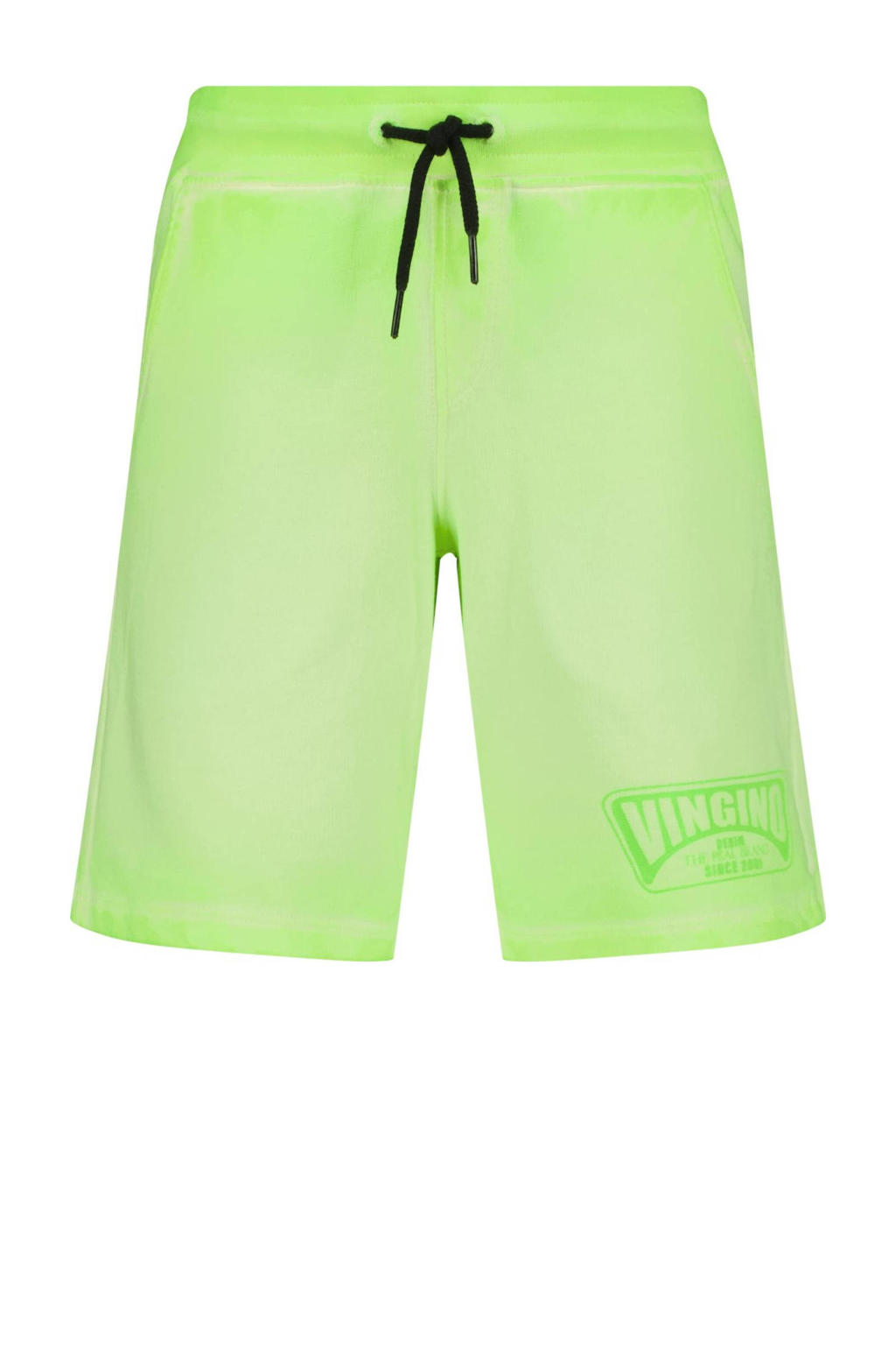 Gele jongens Vingino sweatshort Rames van katoen met elastische tailleband met koord en logo dessin