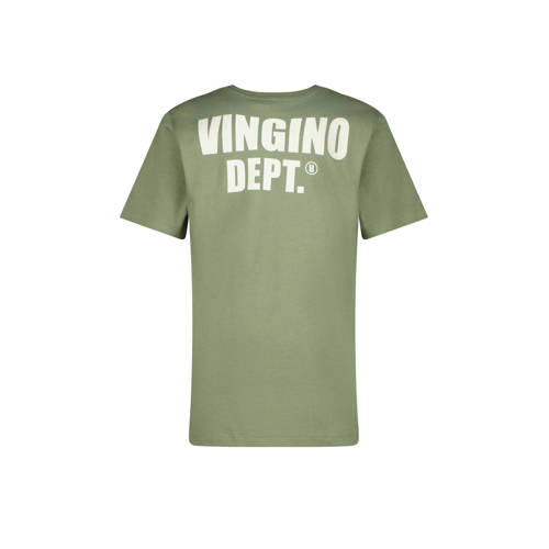 VINGINO T-shirt Hasial olijfgroen Jongens Katoen Ronde hals Backprint 128