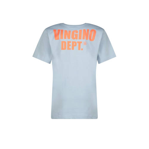 VINGINO T-shirt Hasial lichtblauw Grijs Jongens Katoen Ronde hals Backprint 128