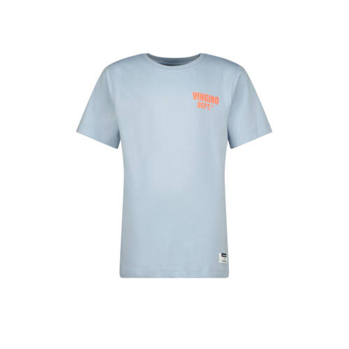 Vingino T-shirt Hasial lichtblauw Grijs Jongens Katoen Ronde hals Backprint