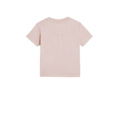 Calvin Klein baby T-shirt met logo zalm roze Jongens Meisjes Stretchkatoen Ronde hals 68