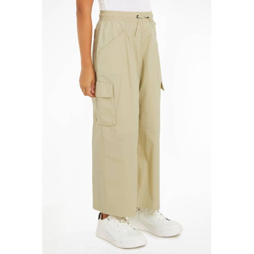 Calvin Klein loose fit cargobroek beige Meisjes Katoen Effen 140