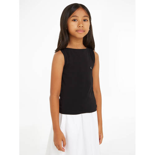 Calvin Klein T-shirt zwart Meisjes Stretchkatoen Ronde hals Effen 128