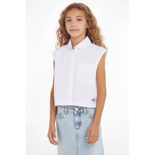 Calvin Klein blouse wit Meisjes Katoen Klassieke kraag Effen 128