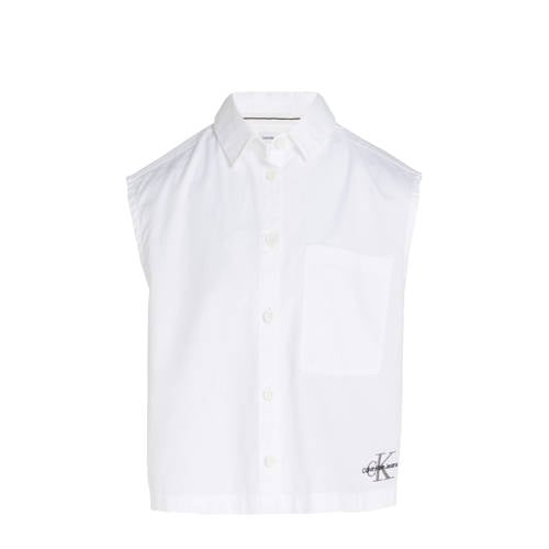 Calvin Klein blouse wit Meisjes Katoen Klassieke kraag Effen