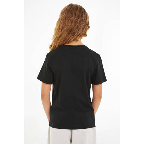 Calvin Klein T-shirt met tekst zwart Jongens Meisjes Katoen Ronde hals 128