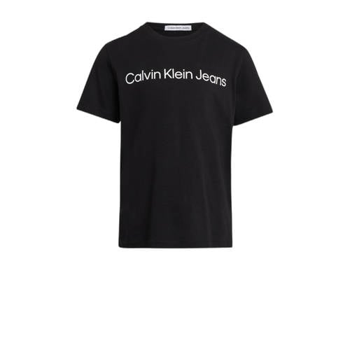 Calvin Klein T-shirt met tekst zwart Jongens/Meisjes Katoen Ronde hals