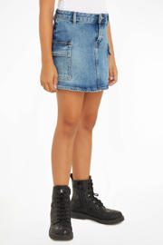 thumbnail: Medium blue denim meisjes Calvin Klein rok gemaakt van stretchkatoen en met rits- en knoopsluiting