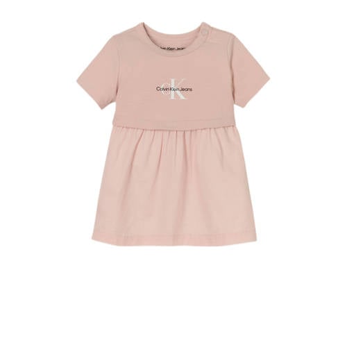 Calvin Klein baby jurk zalm roze Meisjes Stretchkatoen Ronde hals Effen