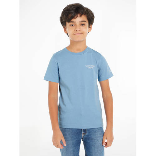 Calvin Klein T-shirt babyblauw Jongens Katoen Ronde hals Effen 128