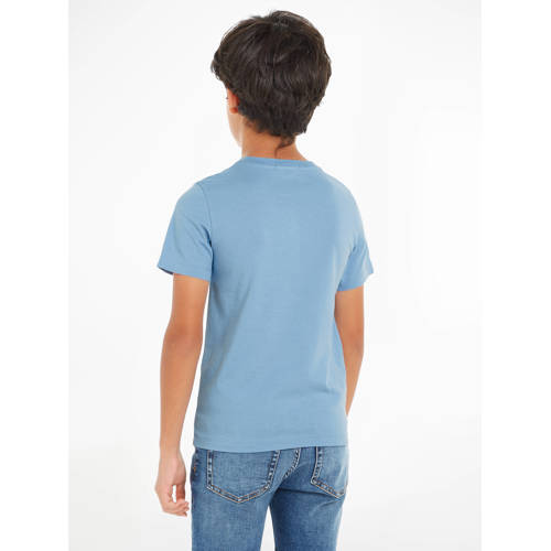 Calvin Klein T-shirt babyblauw Jongens Katoen Ronde hals Effen 128