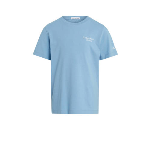 Calvin Klein T-shirt babyblauw Jongens Katoen Ronde hals Effen
