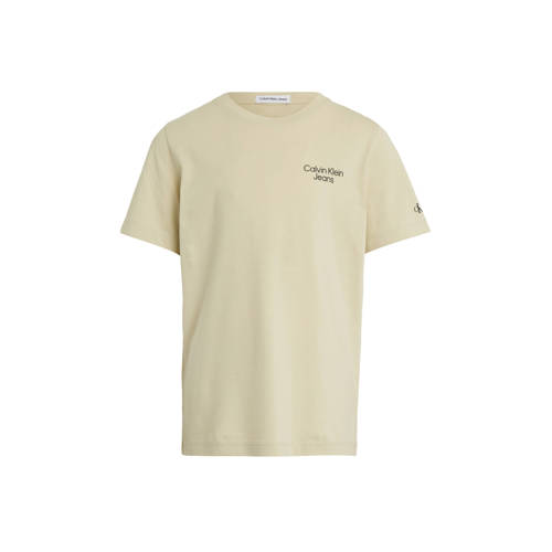 Calvin Klein T-shirt beige Jongens Katoen Ronde hals Effen