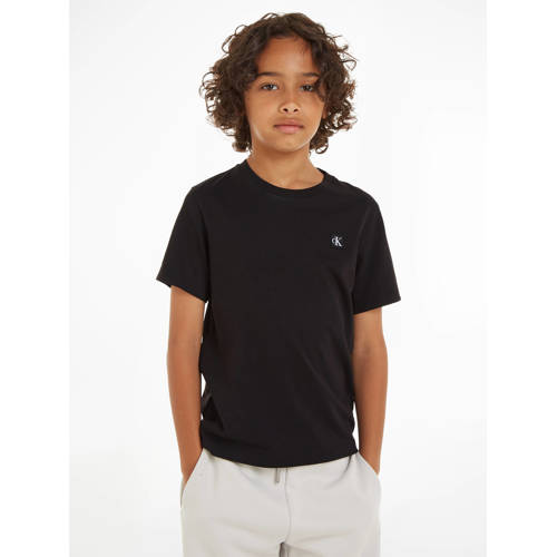 Calvin Klein T-shirt zwart Katoen Ronde hals Effen 176