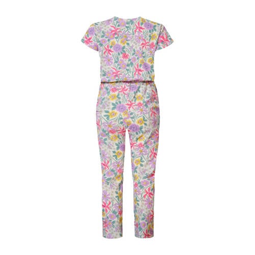 Noppies jumpsuit Eldorado met all over print roze groen geel Meisjes Stretchkatoen V-hals 104