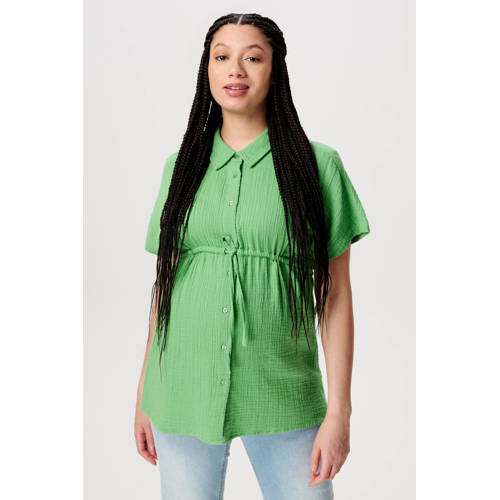 Noppies maternity zwangerschaps- en voedingsblouse Jarra groen Dames Katoen Klassieke kraag