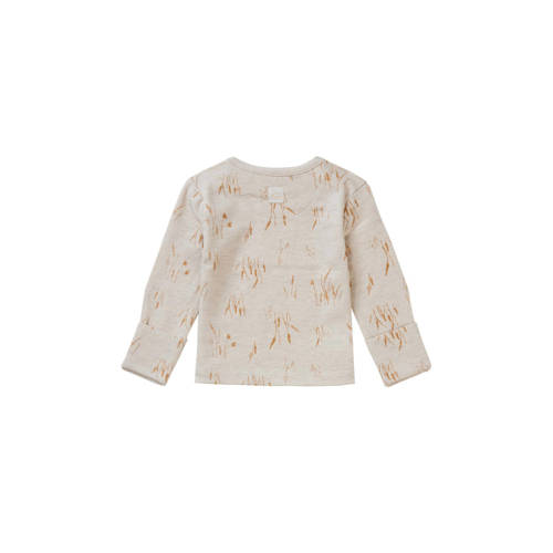 Noppies baby longsleeve Belfast met all over print beige Biologisch katoen Ronde hals 50