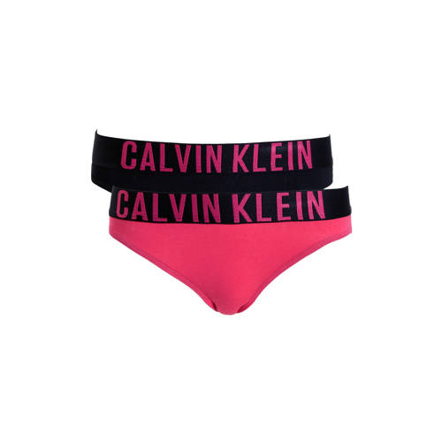 Calvin Klein slip - set van 2 roze/zwart Meisjes Katoen Effen