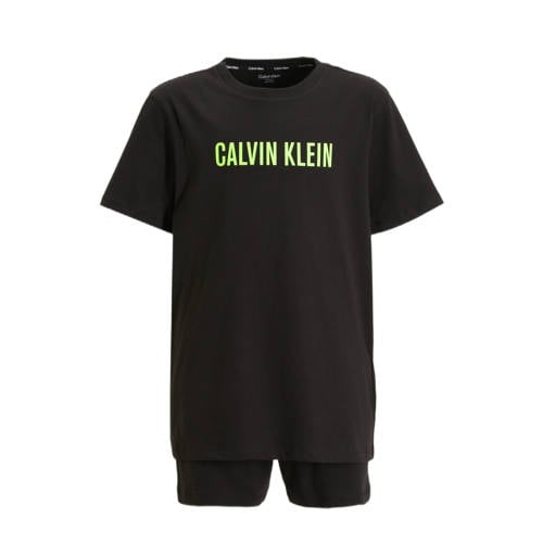 Calvin Klein shortama zwart Jongens Biologisch katoen Ronde hals Logo