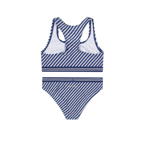 Tumble 'n Dry crop bikini Sol donkerblauw lichtroze Meisjes Polyester Streep 110 116