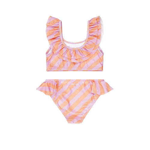 Tumble 'n Dry crop bikini Sundown met ruches oranje roze Meisjes Polyester 110 116