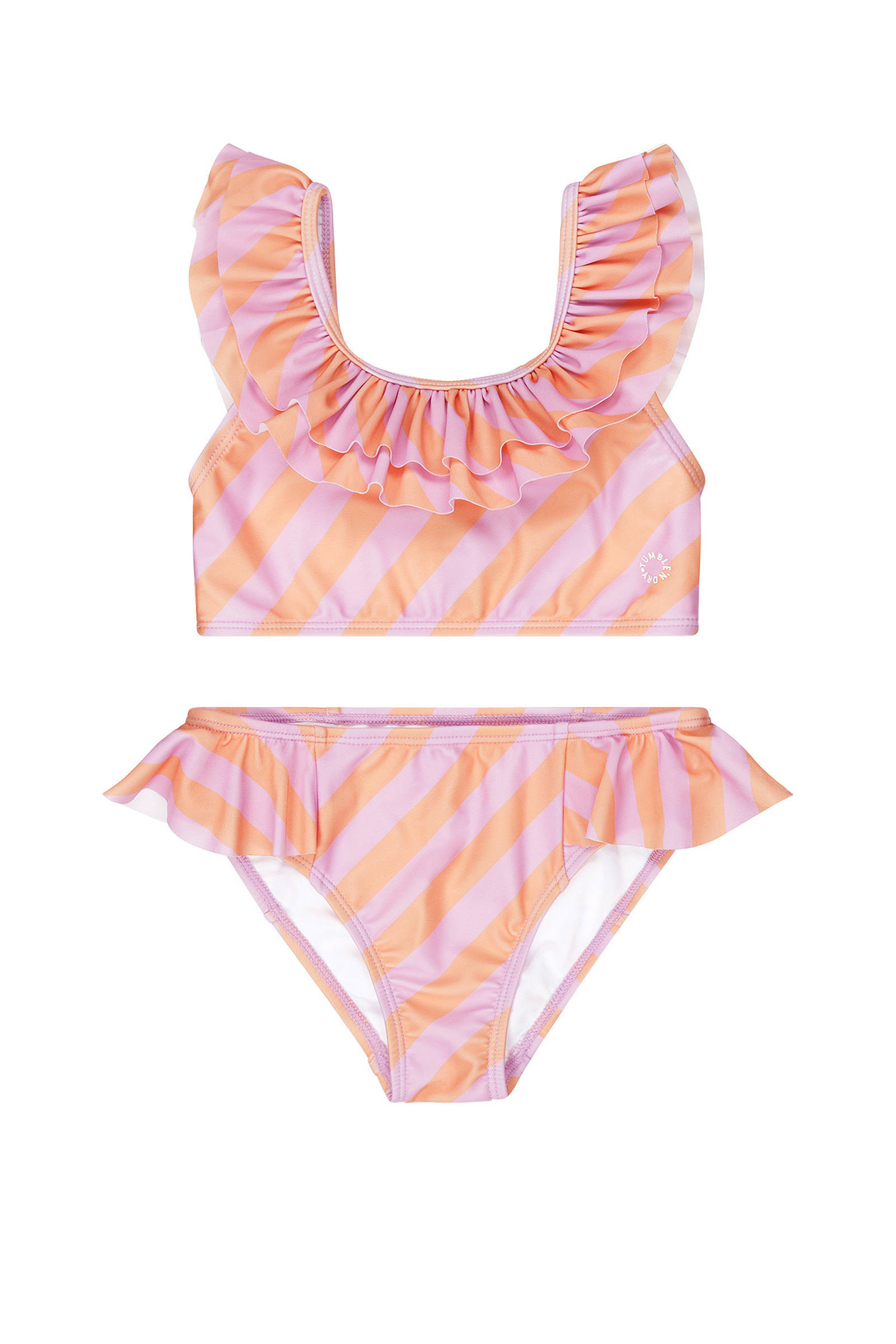 Tumble n Dry crop bikini Sundown met ruches oranje roze