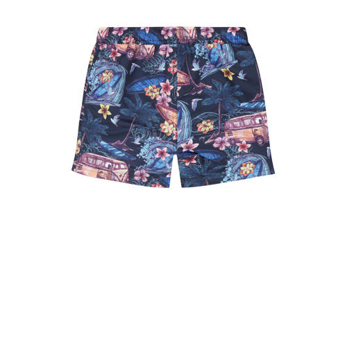 Tumble 'n Dry zwemshort Ocean donkerblauw roze Jongens Gerecycled polyester 104