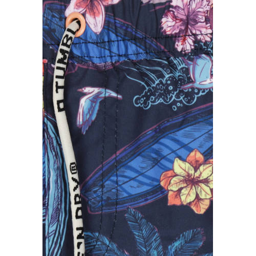 Tumble 'n Dry zwemshort Ocean donkerblauw roze Jongens Polyester Bloemen 104