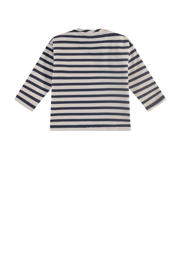 thumbnail: Blauw en witte jongens Babyface baby gestreepte longsleeve van stretchkatoen met lange mouwen, ronde hals en drukknoopsluiting