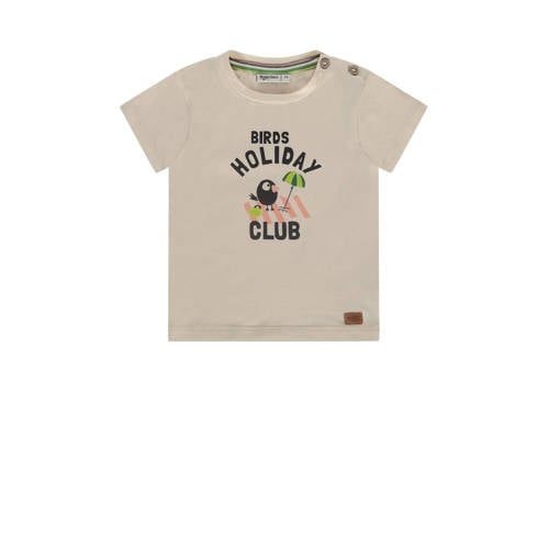 Babyface baby T-shirt met printopdruk ecru Jongens Stretchkatoen Ronde hals