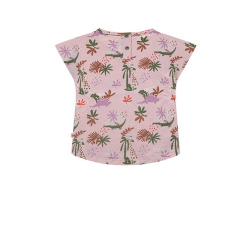 Babyface baby T-shirt met all over print roze Meisjes Stretchkatoen Ronde hals 56