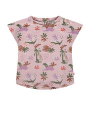 thumbnail: Roze meisjes Babyface baby T-shirt van stretchkatoen met korte mouwen, ronde hals en drukknoopsluiting