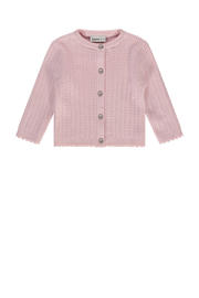 thumbnail: Roze meisjes Babyface baby fijngebreid vest van katoen met effen, lange mouwen, ronde hals en knoopsluiting