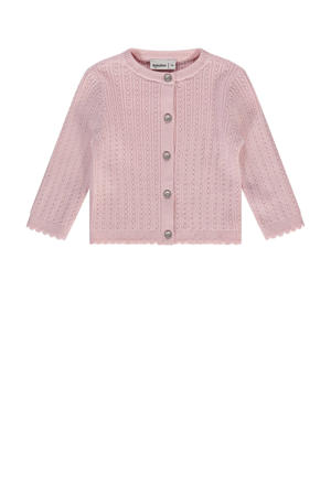 baby fijngebreid vest roze
