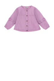 thumbnail: Paarse meisjes Babyface baby blouse van katoen met effen, lange mouwen, V-hals, knoopsluiting en ruches