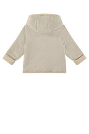 thumbnail: Beige jongens en meisjes Babyface reversible tussenjas van stretchkatoen met meerkleurige print, lange mouwen, capuchon en drukknoopsluiting