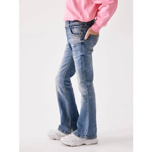 LTB flared jeans Rosie G met slijtage rosen safe wash Blauw Meisjes Stretchdenim 146