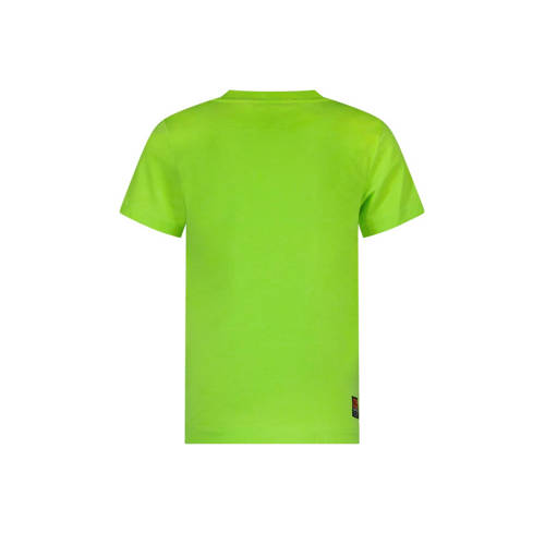 TYGO & vito T-shirt James met logo neongroen Jongens Polyester Ronde hals 92