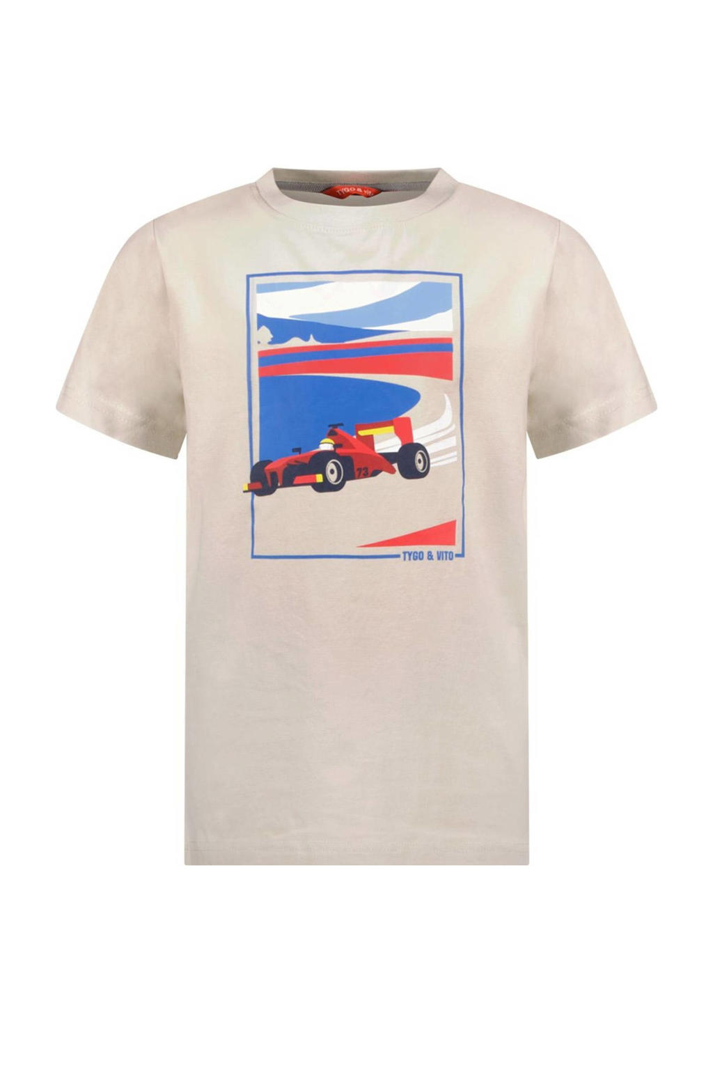 Beige jongens TYGO & vito T-shirt Jo√´l van katoen met korte mouwen en ronde hals