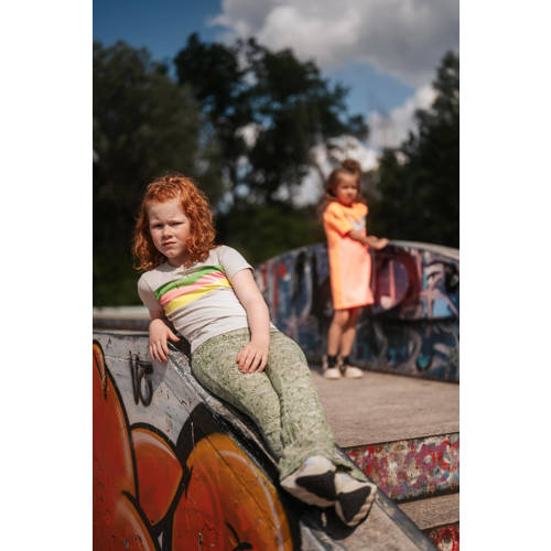 TYGO & vito regular fit broek Poppy met all over print olijfgroen Meisjes Katoen 92