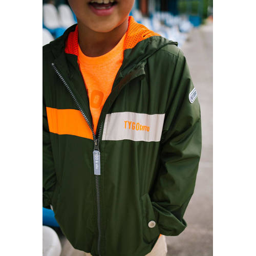 TYGO & vito zomerjas Jayro donkergroen oranje wit Jongens Polyester Capuchon 92