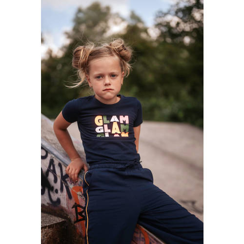 TYGO & vito T-shirt Jayla met tekst donkerblauw Meisjes Katoen Ronde hals 92