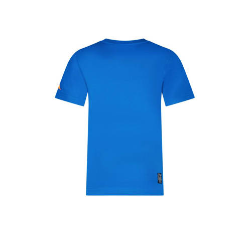 TYGO & vito T-shirt Tijn met printopdruk felblauw Jongens Biologisch katoen Ronde hals 110 116