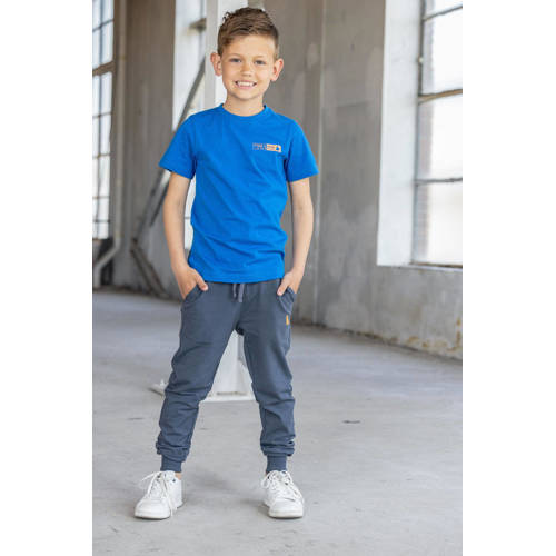 TYGO & vito T-shirt Tijn met printopdruk felblauw Jongens Biologisch katoen Ronde hals 92