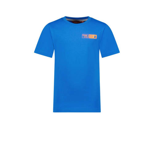 TYGO & vito T-shirt Tijn met printopdruk felblauw Jongens Biologisch katoen Ronde hals