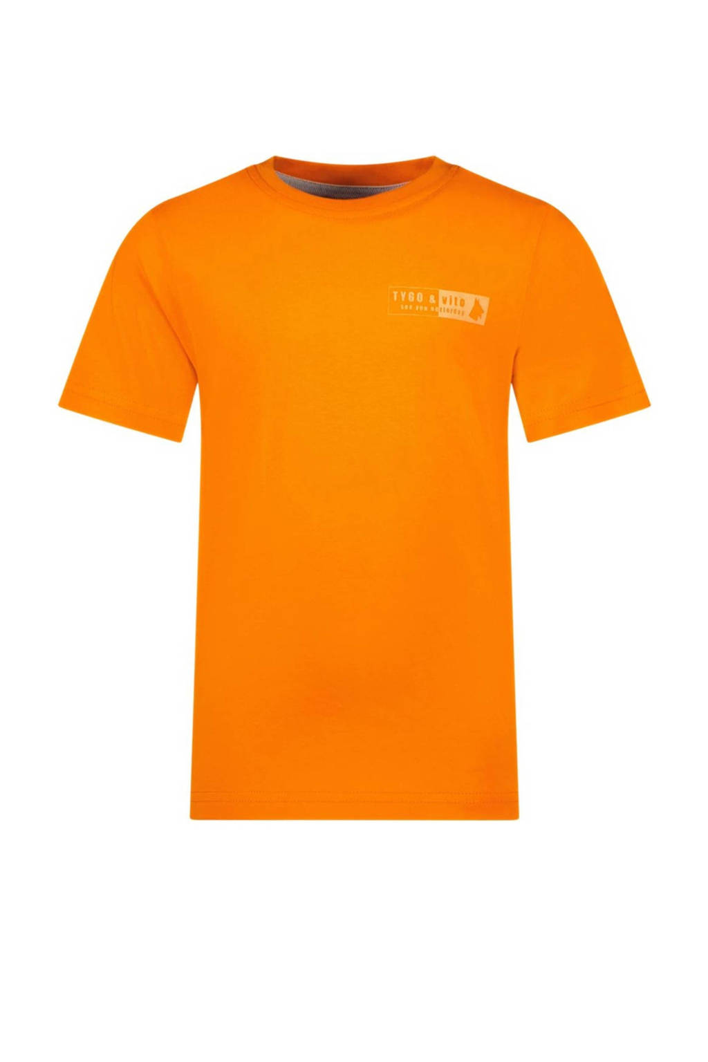 T-shirt Tijn met printopdruk oranje