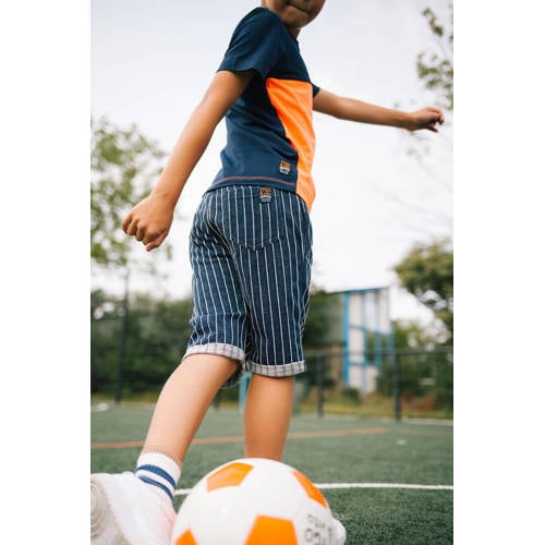 TYGO & vito gestreepte regular fit casual short Billy donkerblauw Korte broek Jongens Katoen 98 104