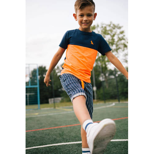 TYGO & vito gestreepte regular fit casual short Billy donkerblauw Korte broek Jongens Katoen 98 104