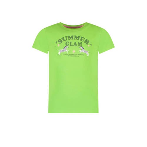 TYGO & vito T-shirt Jayla met tekst felgroen Meisjes Biologisch katoen Ronde hals